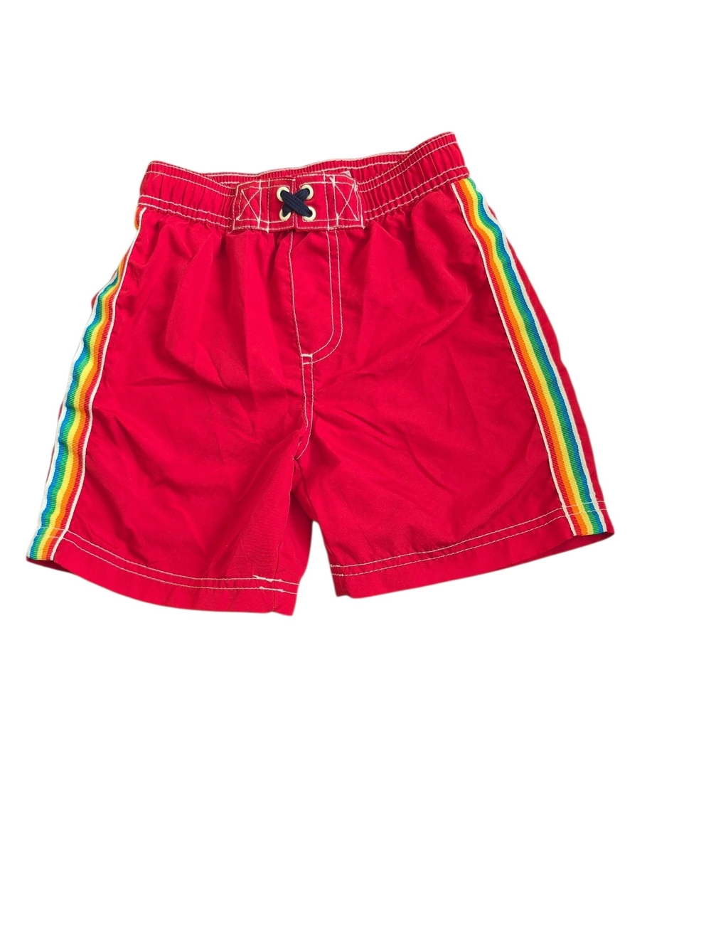 iXtreme Boys Red Swim Shorts with Rainbow Side Stripes